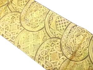 華紋に七宝模様織り出し　袋帯